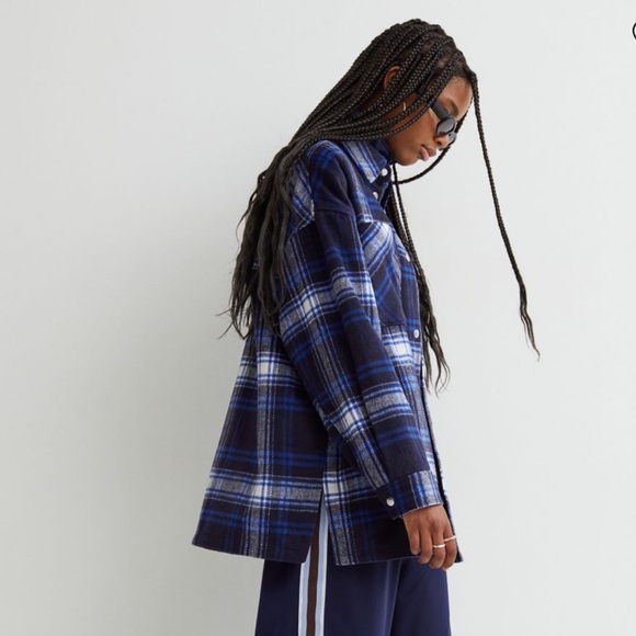 H&M Blue Checked Shacket - Picture 2 of 5